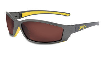 Uvex By Sperian SolarPro Safety Glasses With Gray And Yellow Frame And SCT-Gray Polycarbonate Uvextreme Anti-Fog Lens