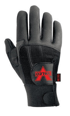 Valeo 2X Black Pro Fingerless Premium Goatskin And Nylon Material Handling Mechanics Gloves With Elastic Hook And Loop Cuff, Padded Palm And Fingers, And Nylon Stretch Mesh Back