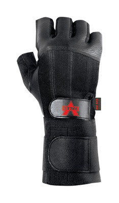 Valeo X-Large Black Pro Fingerless Premium Leather Anti-Vibration Gloves With Elastic Cuff, Wrist Wrap, AV GEL In Palm, Thumb And Index Finger And Nylon Mesh Back