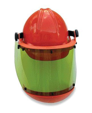 W H Salisbury Orange Hard Cap WIth Ratchet Suspension, Chin Gurad And  AS1000 Series Arc Flash Faceshield