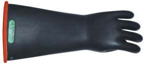 W H Salisbury Size 9 Black And Red 14" Natural Rubber Class 2 Linesmens Gloves With Straight Cuff, Black Outside And Red Inside