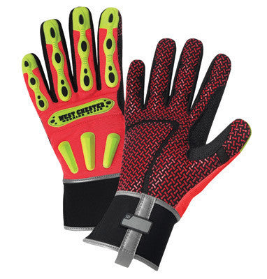 West Chester 2X Orange R2 Safety Rigger Mechanics Gloves With Synthetic Outer Materials And Neoprene Safety Cuff